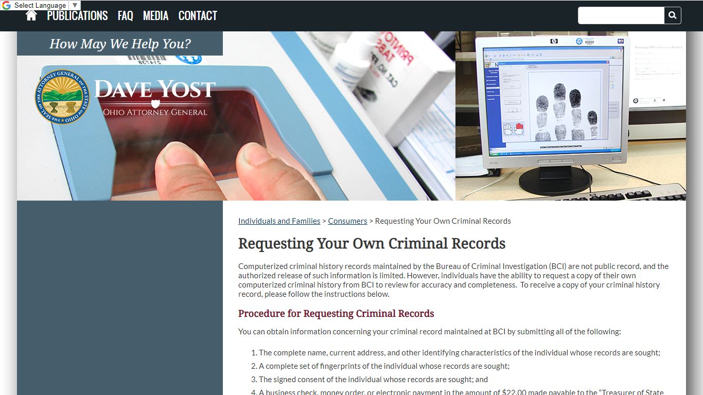 Requesting Your Own Criminal Records - Ohio Attorney General
