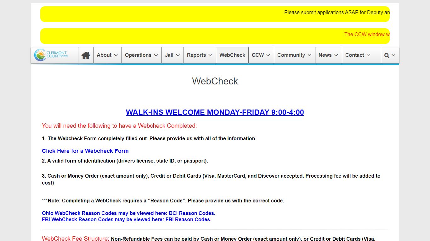 WebCheck | Clermont County Sheriff